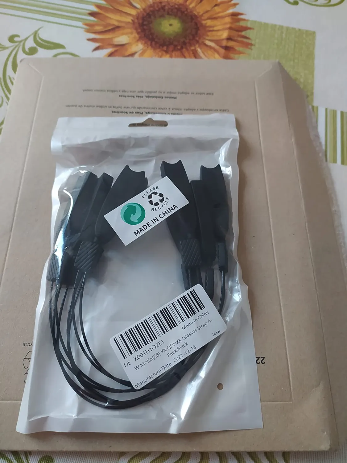 MoKo reggi occhiali cordoncino nero 4 pezzi silicone